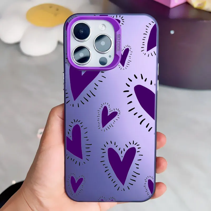 Modische Vollbild-Handyhülle mit rotem Liebesherz und rosa für iPhone 13 Mini 15 14 Plus 15 14 13 12 11 Pro Max, stoßfeste Laserabdeckungen – Detail 11