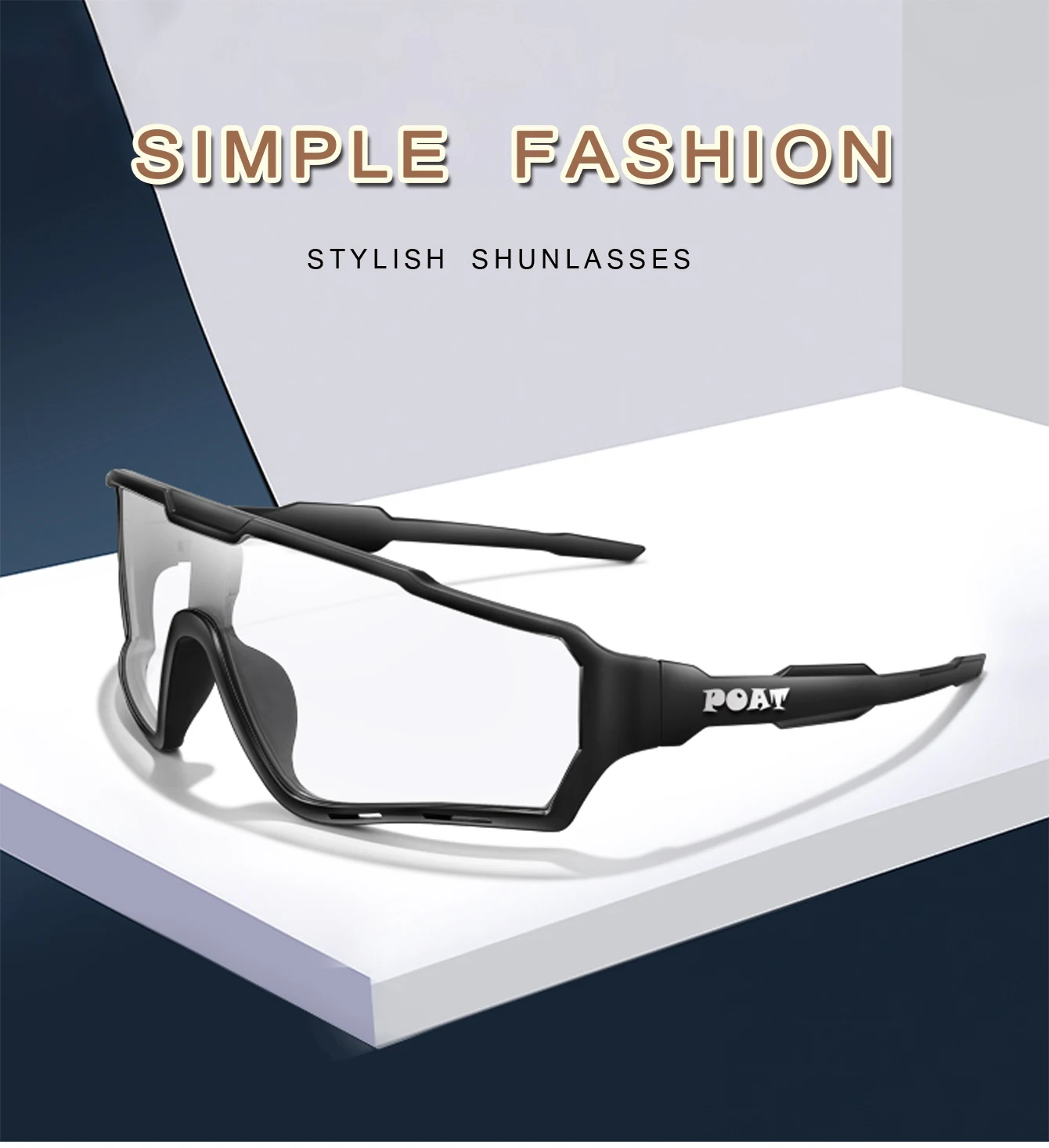 Cykelbriller med adaptive linser set forfra