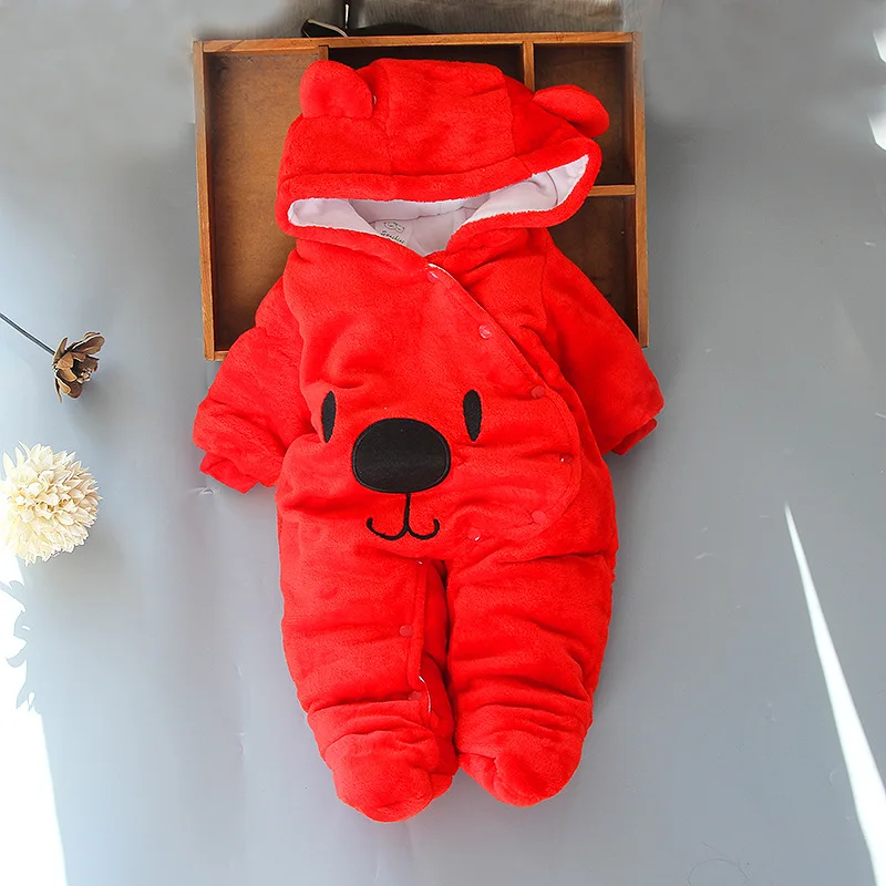 OLEKID 2025 Autumn Winter Baby Boy Rompers Hooded Thick Cotton Newborn Jumpsuit Infant Baby Girl Overalls Toddler New Born Coat 5