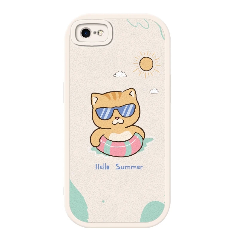 Per Iphone 8 Lambskin Cute Phone Case Camera Protettiva 3D Cartoon Nero Bianco Per Iphone8 Cover Bag Tpu Soft Silicone Coque