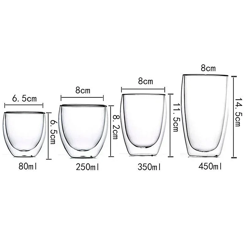 2-18PCS Double Wall High Borosilicate Glass Mug Heat Resistant Tea Milk Juice Coffee Water Cup Bar Drinkware Gift Creativity Set — view 6