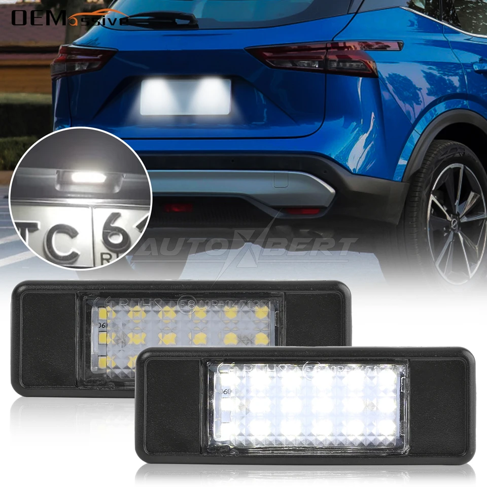 Luz De Matrícula LED Para X-Trail, Qashqai, Juke Y Más | 18 SMD De 6000K Blanco, Fácil Instalación
