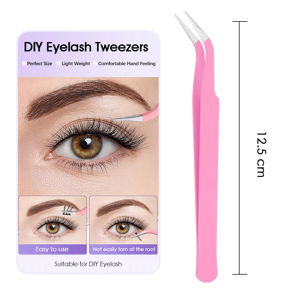 Wholesale Anti-static DIY Eyelash Tweezers with Ergonomic Design for Precise Grip Waterproof High-elasticity Lashes Makeup Tools 2