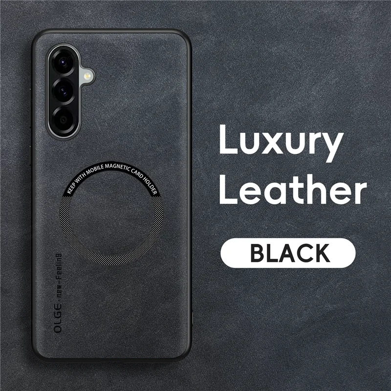 Magnetic Leather Shockproof Phone Case with MagSafe Compatibility