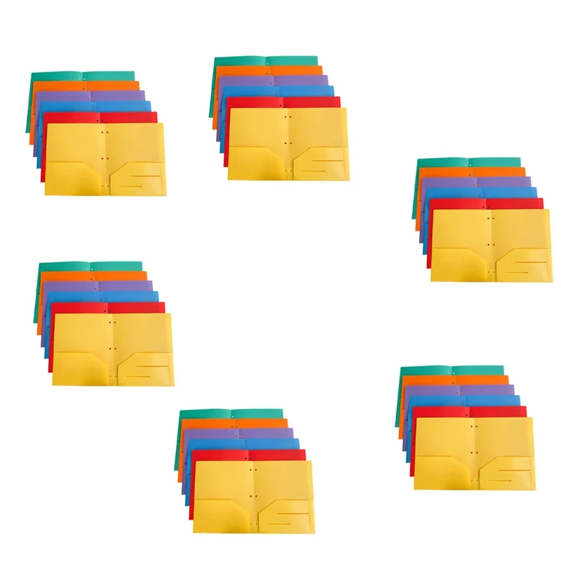 36-pack-heavy-duty-plastic-two-pocket-folders-folders-with-pockets-2-pocket-folder-and-3-holefile-folders6-colors