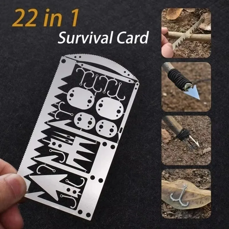 Multi Functional Pocket Tool Survival Card Stainless Steel Card Fishing Portable Practical Outdoor EDC Survival Equipment