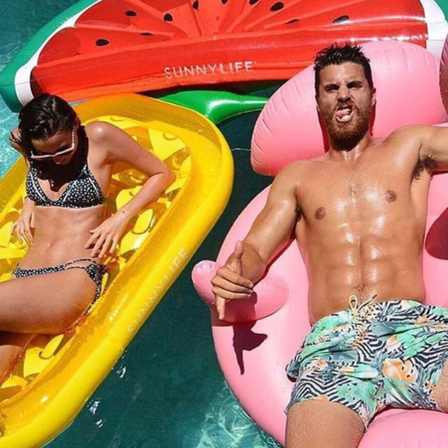 Inflatable Floating Row Swimming Ring Portable Beach Water Pool Party Float Bed Water Fun Accessory Rafts Toys 2