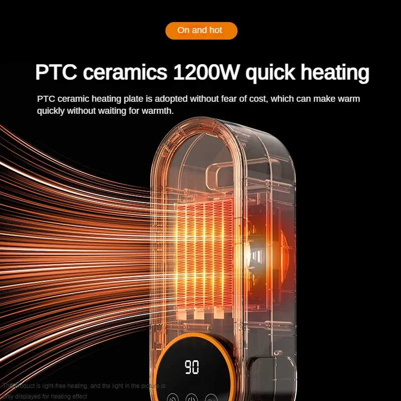 1200W Remote Control Heater Desk Heater for Room LCD Touch Screen Display Fast Space Heating Two Gears Timeable Electric Heaters 4