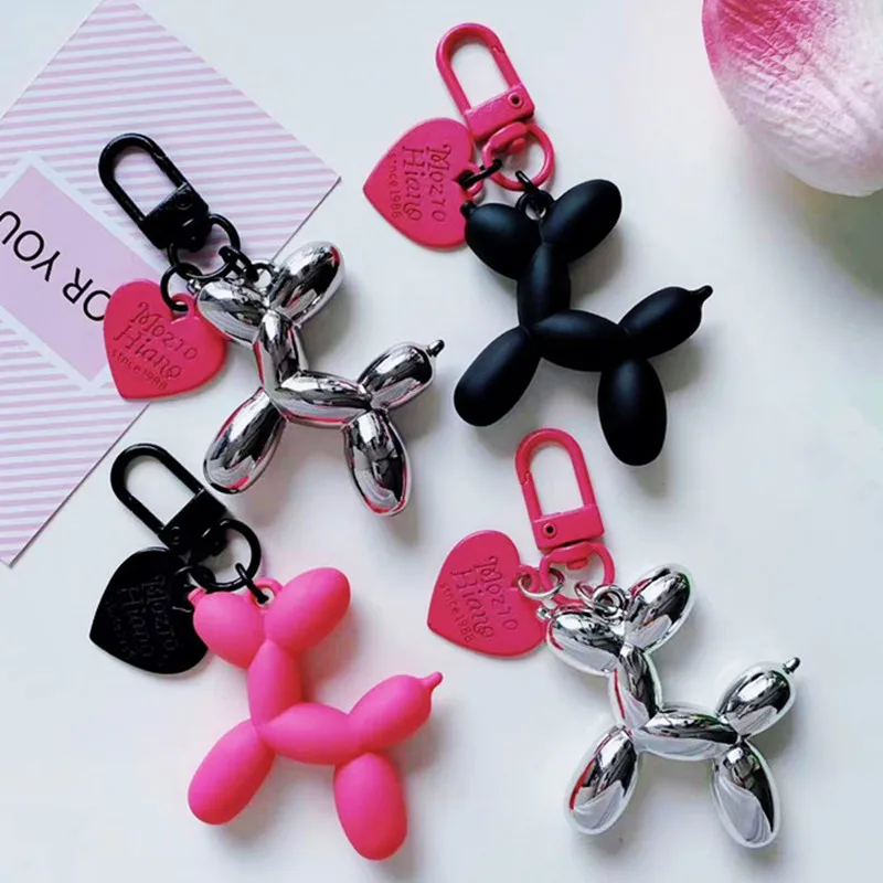 Balloon Dog Keychains for Women Bag Pendant Jewelry Car Key Ring Accessories