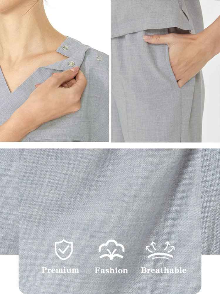 Micro Stretch Women‘s Nursing Uniforms Medical Scrubs Veterinary Healthcare Clothing Breathable Pediatric Nurse Uniforms 606