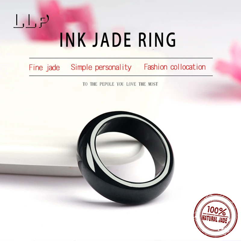 Natürlicher alter Minen-Ring der Güteklasse A aus schwarzer Jade – echter dunkler Jade-Ring, elegantes Schmuckzubehör, gute Qualität – Detail 4