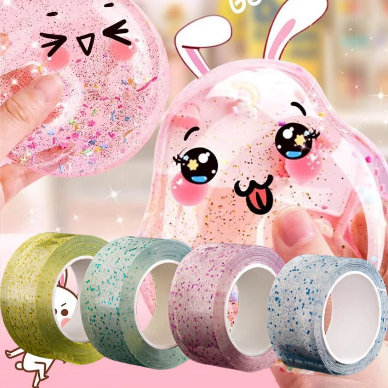 새로운 1 세트 어린이 선물 PET 나노 접착제 DIY 블로우 버블 나노 접착제 양면 테이프 끈끈한 볼 테이프 공예 장난감