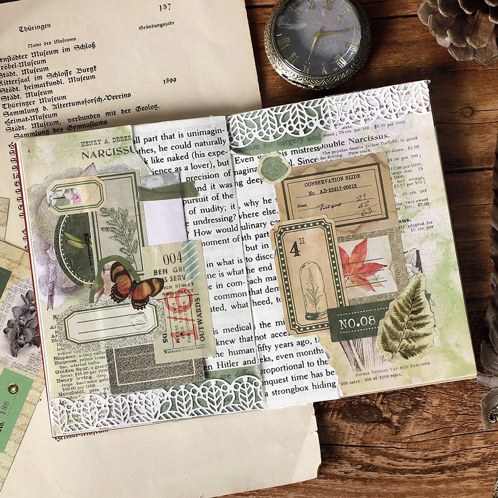 20 Pcs Self-adhesive Sticker Book for Handbook Material Decoration Collage DIY Decoration Label Stickers Album Scrapbooking