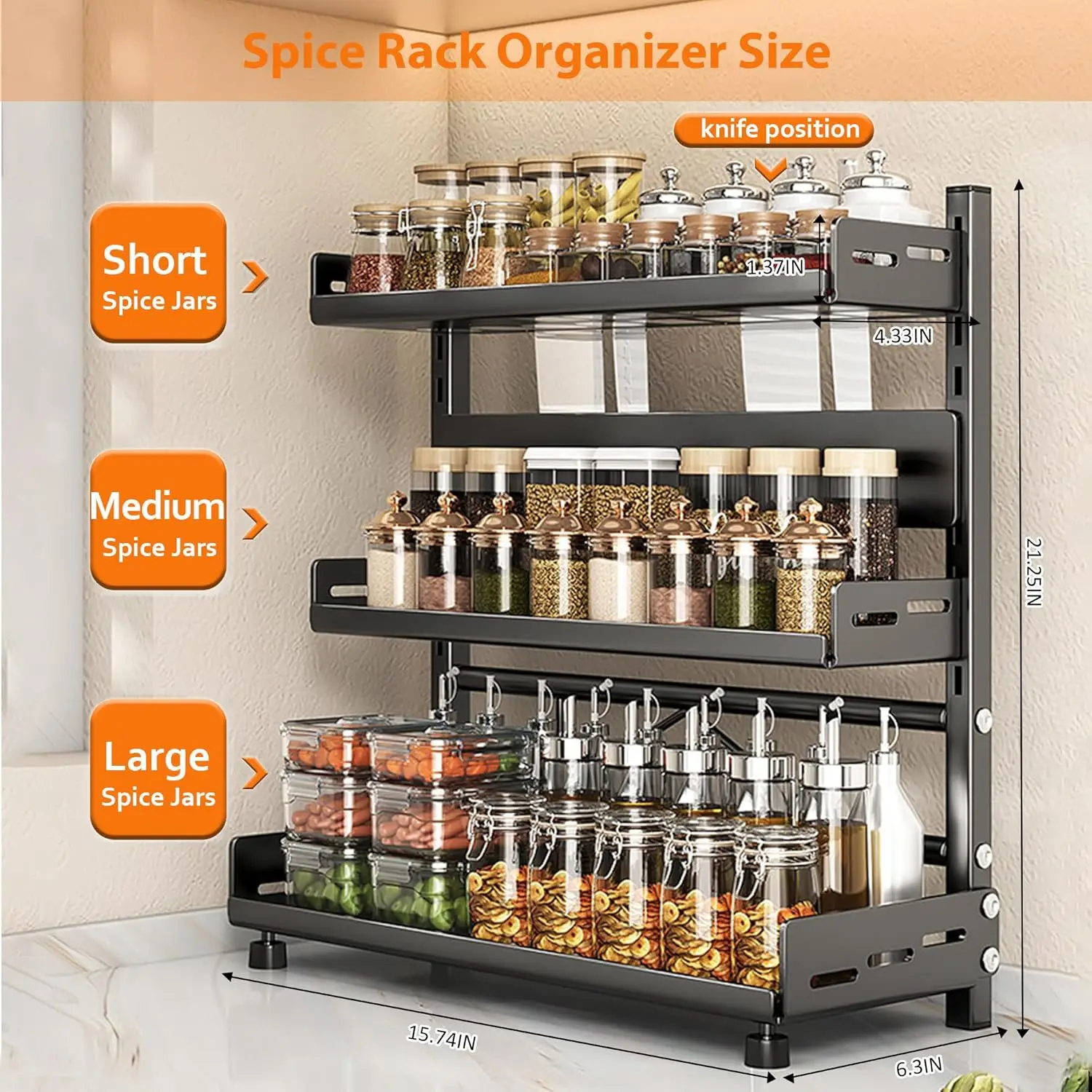 Adjustable Three-Tier Spice Rack 4