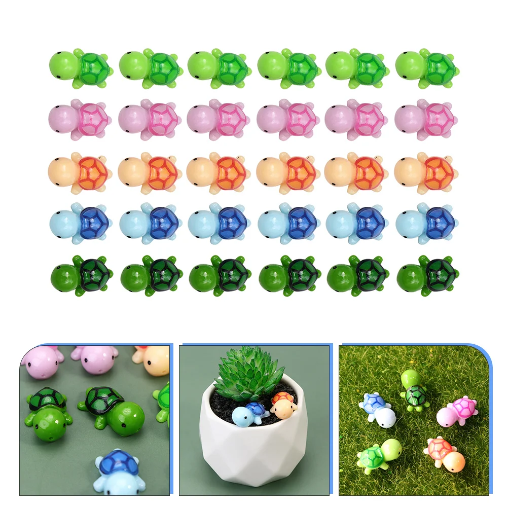 

30 Pcs Mini Turtle Decoration Models Succulents Micro Landscape Animals Figures Resin Bonsai Miniature
