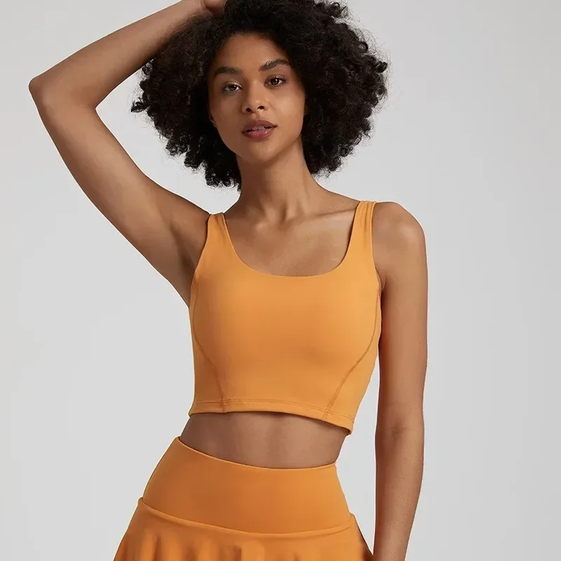 Lemon U Shape Women Fitness Bra Sport Yoga Underwear Top Cross Back Gym Chest Pad High Strength Comprehensive Training Jog