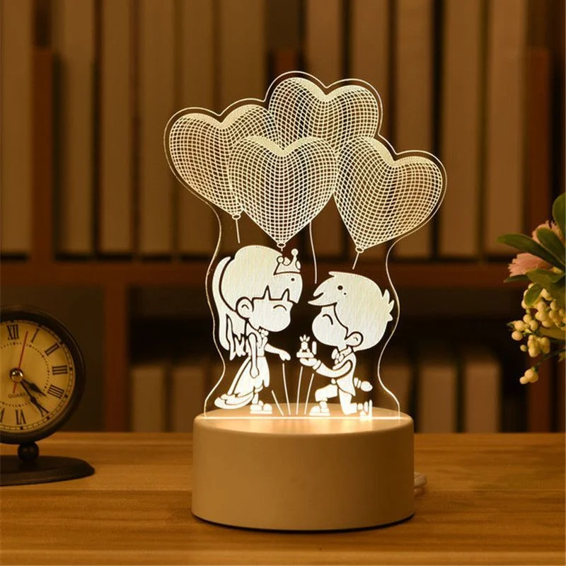 3D 시각적 환상 야간 조명 시각적 창의적 LED 책상 램프 USB 전원으로 변경