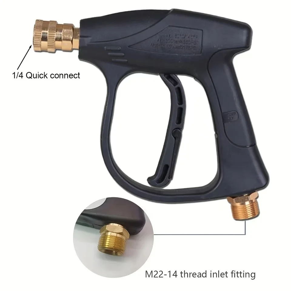 고압 세척기 건 - M22-14&1/4 퀵 커넥트, 5가지 색상 노즐 포함, 가볍고 컴팩트한 차량 세척용 건