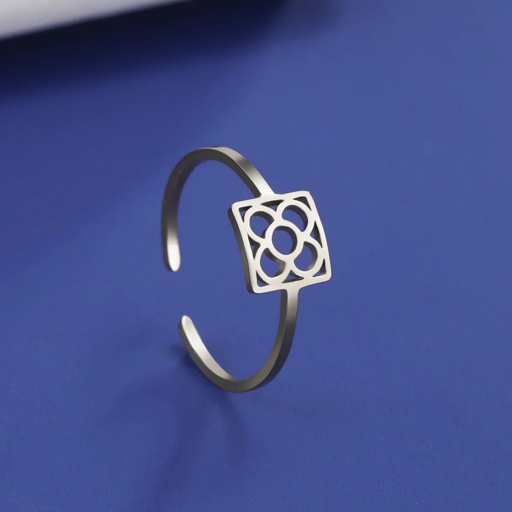 COOLTIME Barcelona Blumen verstellbare Ringe für Männer Frauen Edelstahl offene Fingerringe Blumen Schmuck Geschenk – Detail 27