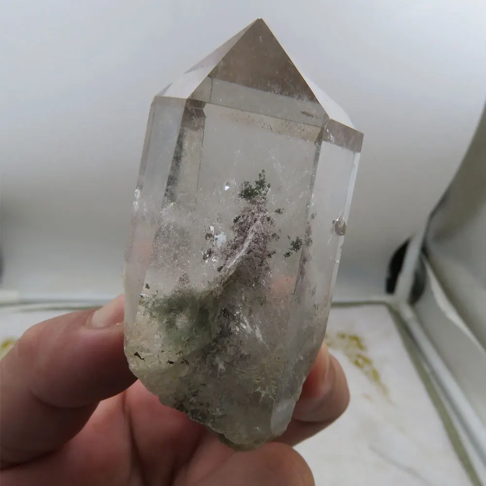 90g Natual Brazil Garden Quartz / Phantom Crystal Point Wand Reiki