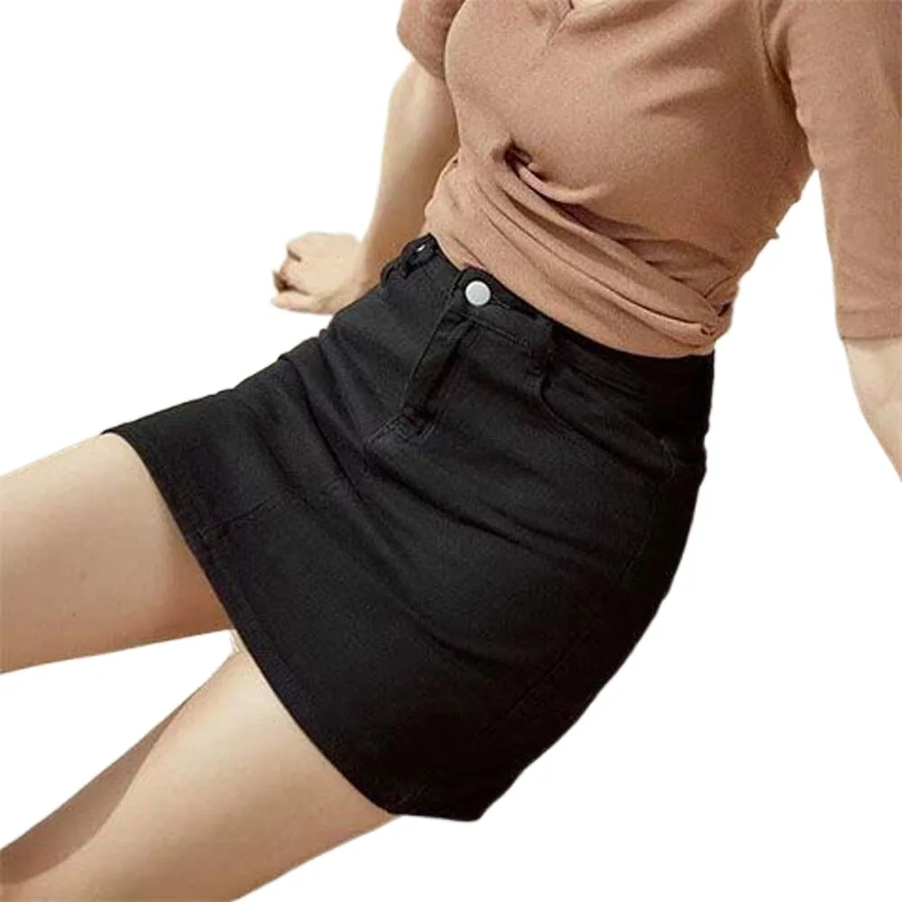 Includes Shorts Pants High Waist a-line Skirt Two Pocket Wide Leg Denim Shorts Skirt Women Streetwear Basic