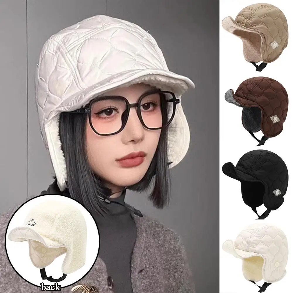 Retro Japanese Solid Velvet Pilot Hat Winter Outdoor Warm Lamb Wool Ear Protection Windproof Skiing Bomber Hats For Men Women