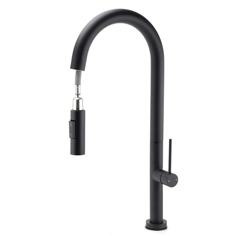 KYLINS Stainless steel Two Function Single Handle Pull Out Mixer  Mixer Water Tap Deck Mounted Hot And Cold Bathroom Faucet