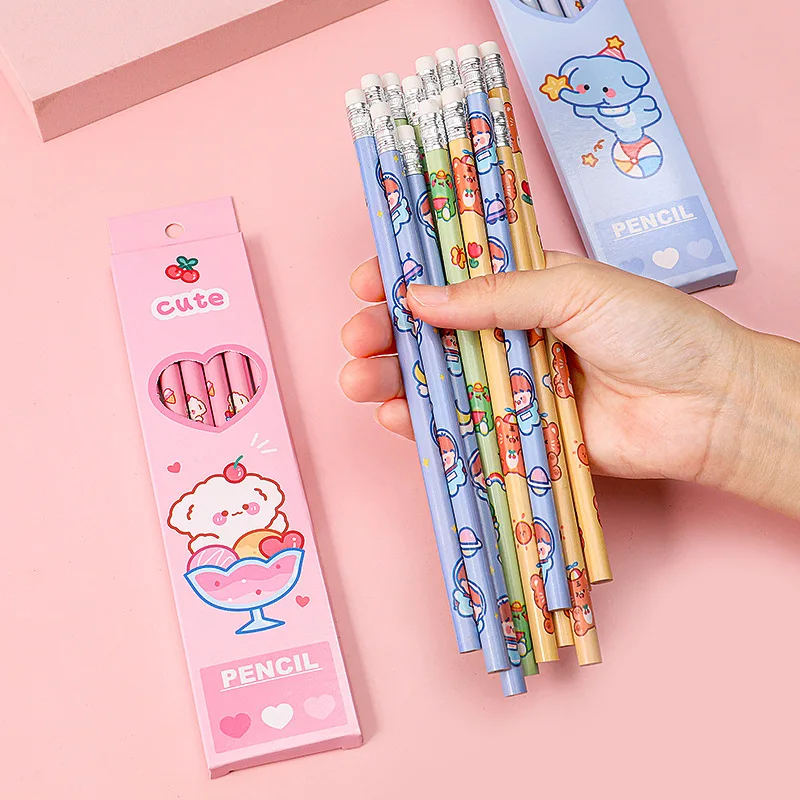 

6Pcs/Set Cute HB Sketch Items Drawing Pencil Stationery Kawaii Cartoon Pencil Student School Office Supplies for Kids Gift