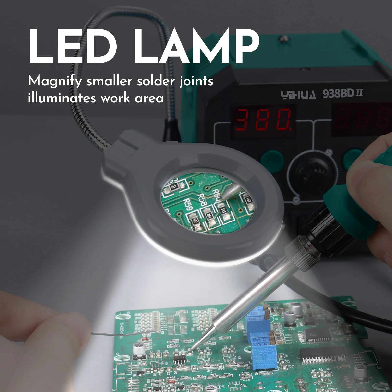 YIHUA 938BD-II 740W Hot Air Gun BGA Rework Station SMD Soldering Iron Desoldering Station LED Lamp Digtal Display Welding Tool 2