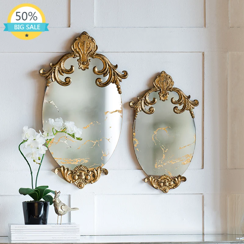 Gold Luxury Bedroom Mirror Wall Vintage Nordic Retro Design Antique