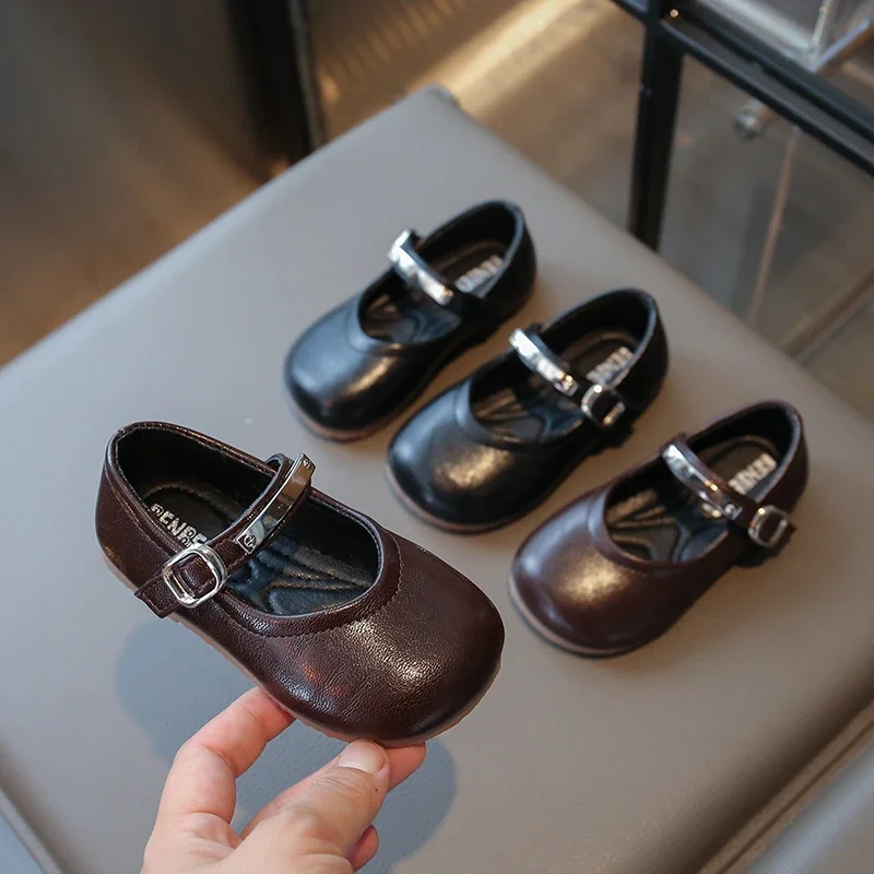 Leather Kids School Flats Shoes for Girls Autumn