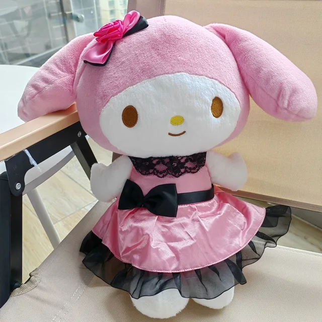 Sanrios Hello Kitty Kuromi My Melody Bow Tie Lace Skirt Plush Doll - the perfect blend of cuteness and charm, a must-have for Sanrio fans and lovers of Kawaii Hawaii cartoons.