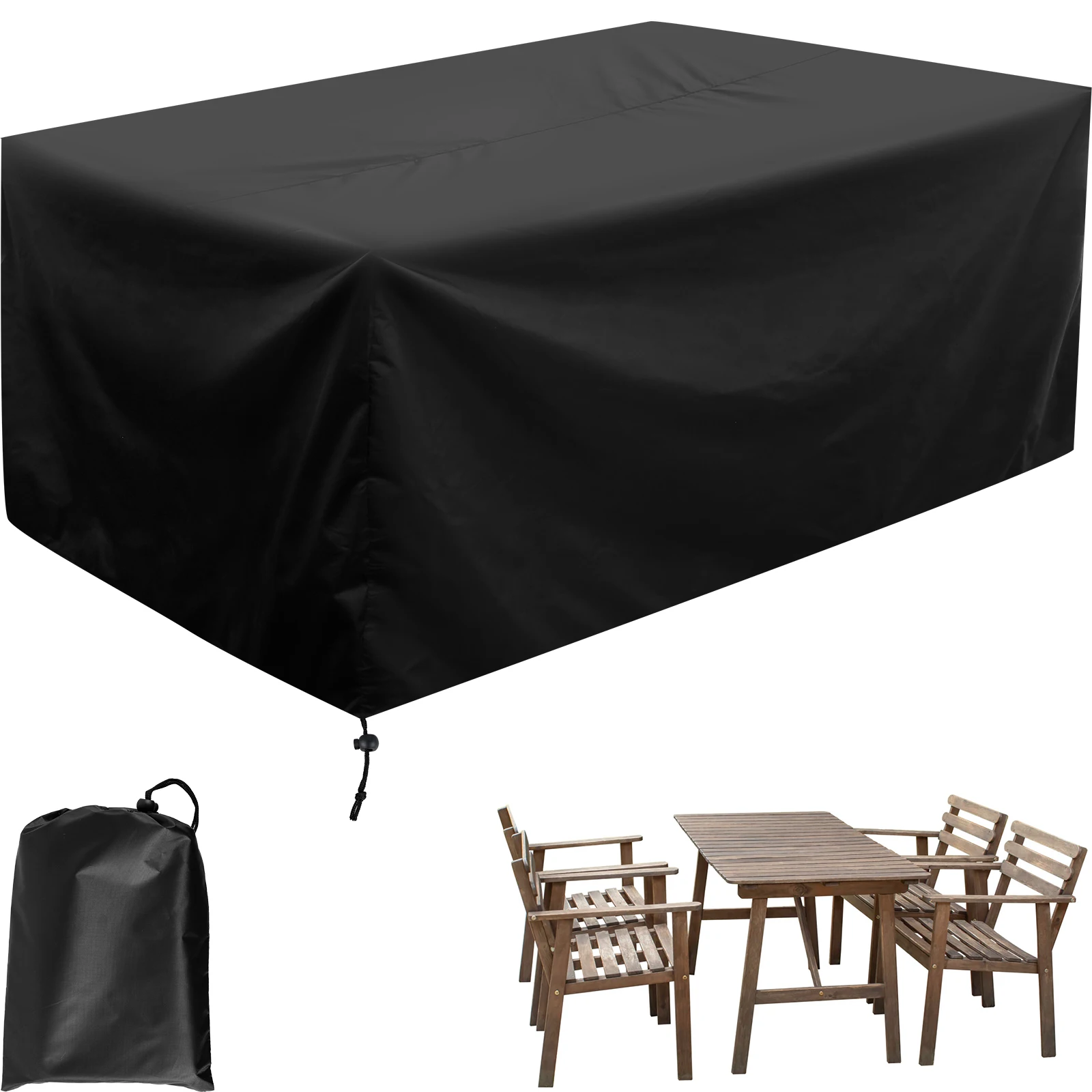 파티오 가구 커버 180x120x74cm 야외 테이블 커버 방수 비 눈 먼지 방풍 옥..