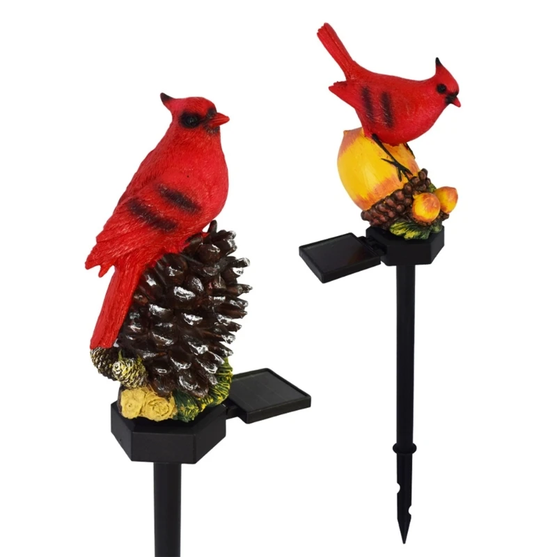 

Pinecone/Nut Red Bird Solar Powered Ground Plug Light Automatic Lights L21C