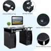 Computer Desk with Drawers & Storage Cabinet, Small Office Desk PC Laptop Workstation for Home, Studio, Office 4