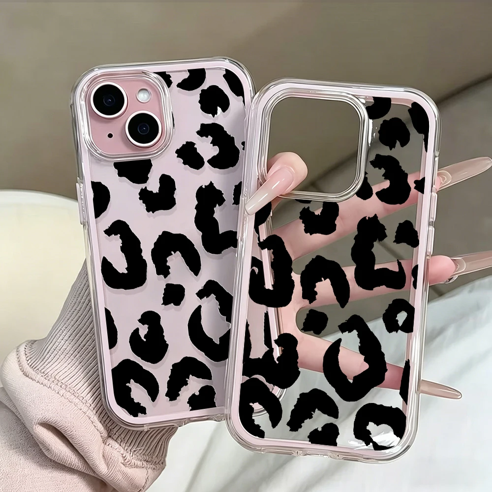 Minimalist Black Leopard Print Clear Phone Case