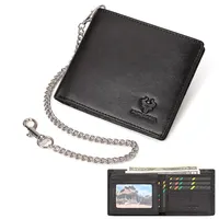 KAVIS 100% Genuine Leather Short Purse Business RFID Protect Credit Card Holder Clutch For Men With Anti-theft Chain Wallet 2