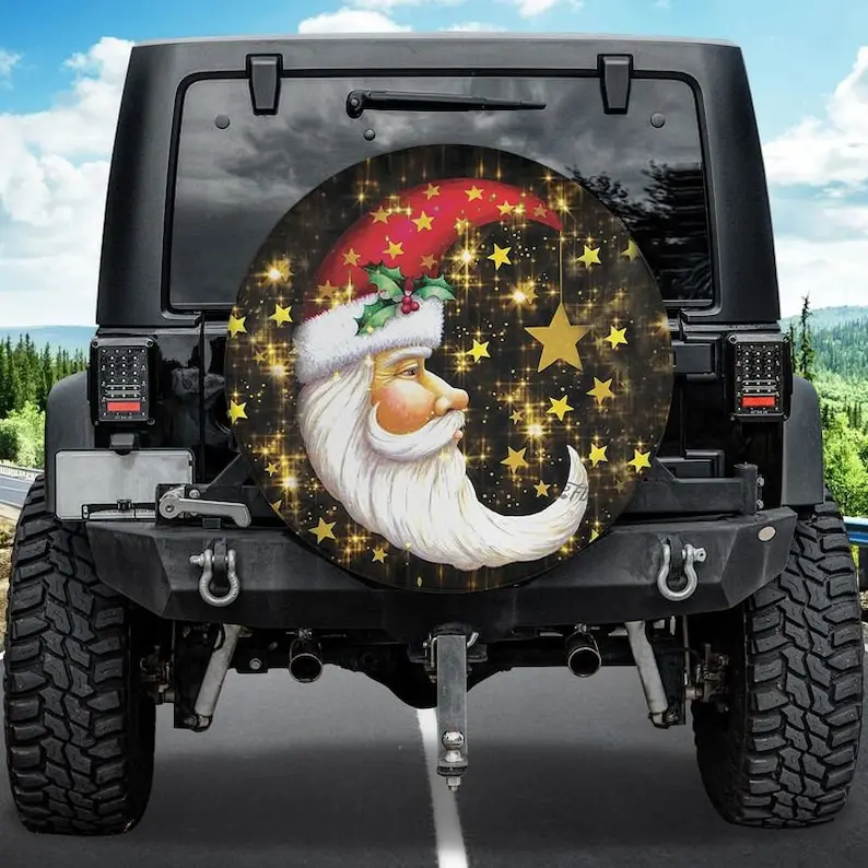 

Santa Claus Yellow Star Moon Starry Nights Twinkle Christmas Eve Hooly Barrier Fbsp200902 Spare Tire Cover