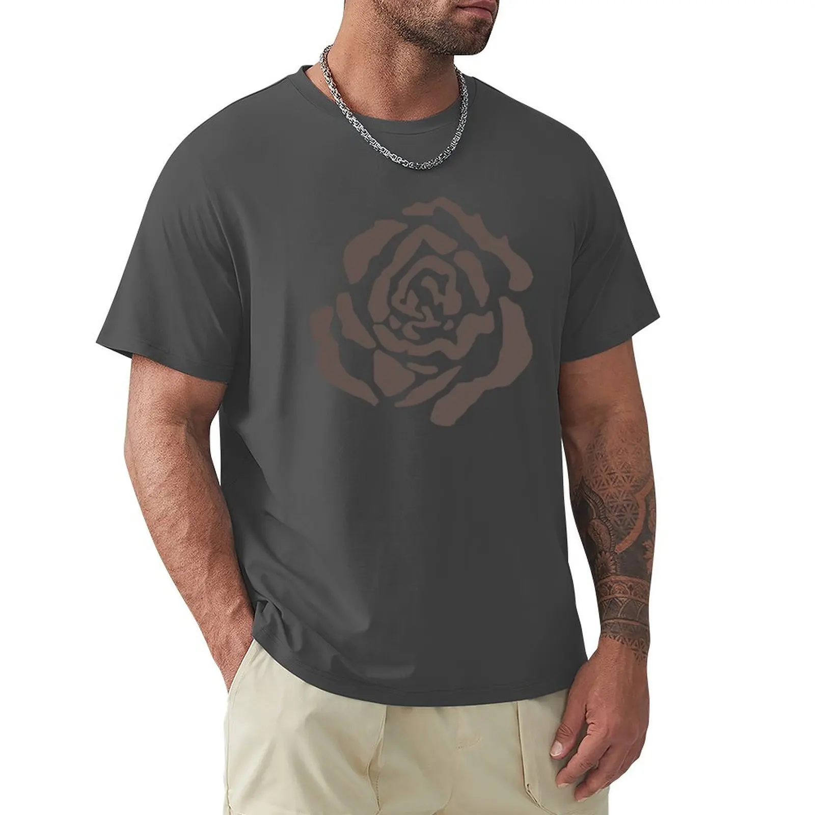 Patrones de París n. ° 90AS Arte de flor de Rosa Chocolate monocromático marrón oscuro Abstracto Camiseta de la colección Jardin de Fleurs, camiseta de Carr