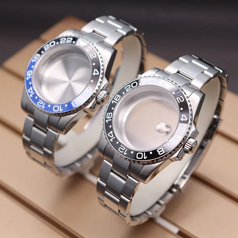 

40mm Men's Watch Case Parts Sapphire Glass Waterproof For Gmt-master Seiko nh35 nh36 miyota 8215 ete 2824 Movement 28.5mm Dial