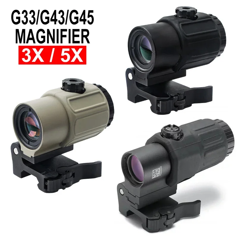 Rifle scope magnifier Hunting Eotech G33 G43 G45 Sight Fixed 3X 5X Magnifier Sight with Switchable to Side Quick Release QD Mount