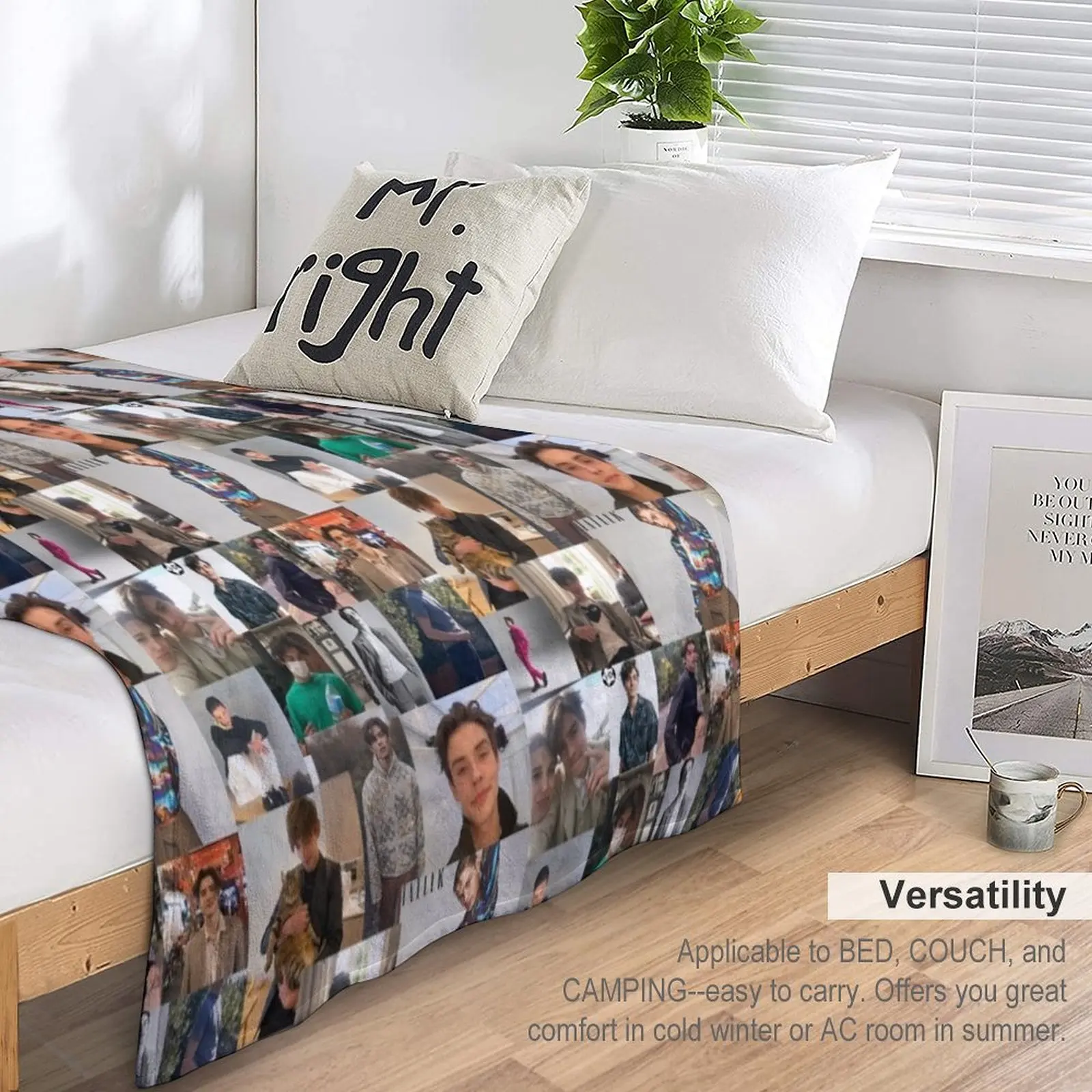 Louis Partridge Shaggy Throw Soft Warm Blanket Sofa/Bed/Travel