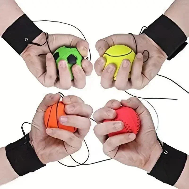 6cm hand thrown bouncy ball with rope rubber solid toy boomerang ball reaction idle time de-stressing hand thrown toys