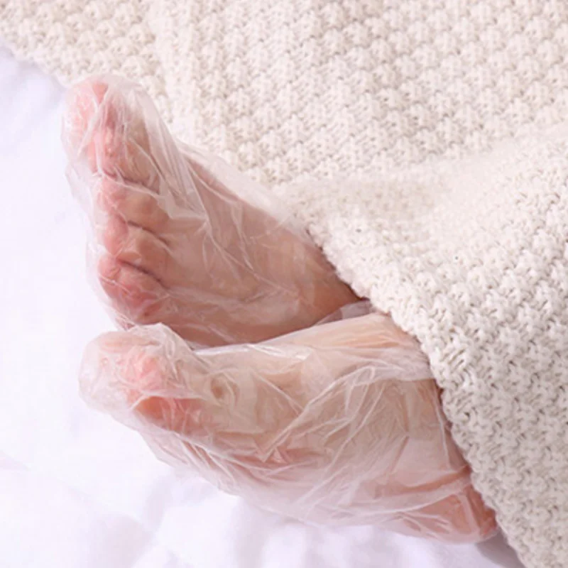 100/200 Stück Einweg-Fußpflegesocken Transparente Fußbeutel PE Fuß-SPA-Abdeckungen Hornhautentferner Fußpflege Pediküre-Werkzeuge – Detail 4