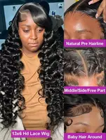 Perruques en cheveux humains Lace Front 13x6, 40 42 pouces, HD, Ondes profondes lâches, Bouclées brésiliennes, Ondulées effet eau, Perruques Lace Frontal 13x4 pour femmes, 250% 3