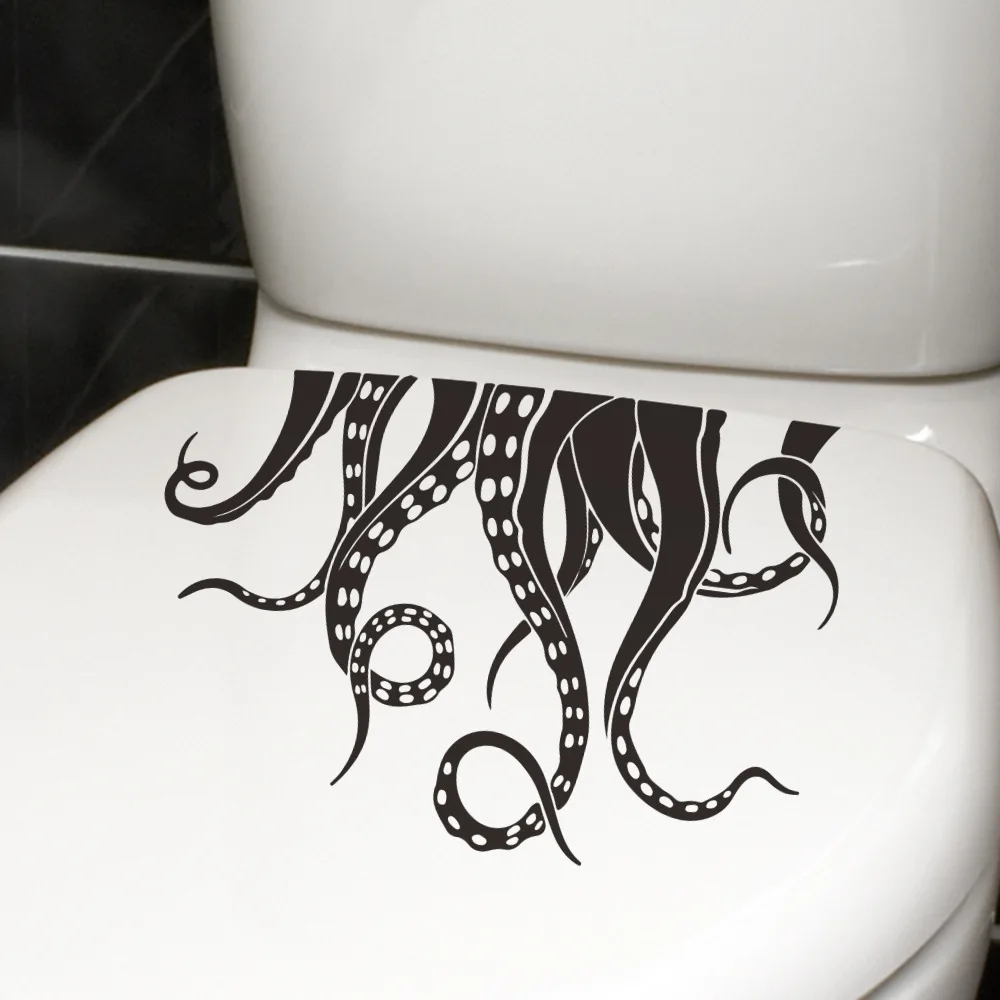 Octopus Toilet Tentacles Wall Decals Decor Sticker Home Decal Black Wall Art Sticker Tentacles Bathroom Decal For Toilet Seat
