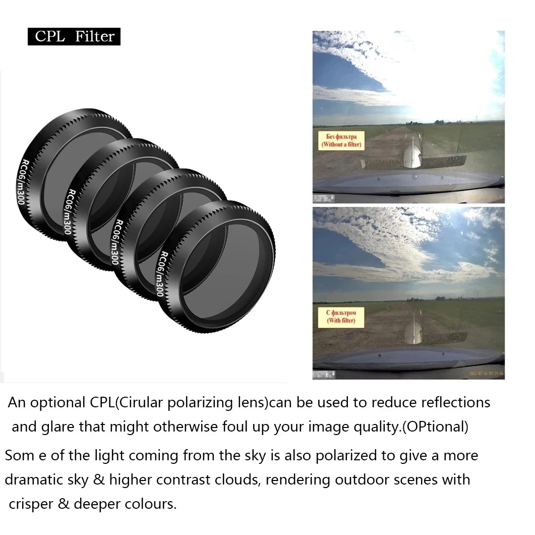 

For 70MAI A800S / A500S RC06 CPL Filter Rear Camera for A800S / A500S for 70MAI RC06 Static Electricity Sticker