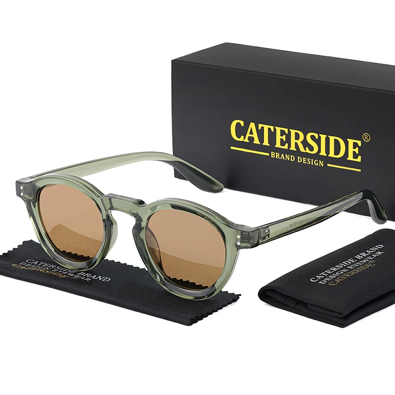 CATERSIDE Retro Runde Polarisierte Sonnenbrille Männer TR90 Hochwertige TAC Linsen Sonnenbrille Frauen Fahren Angeln Brillen UV400 – Detail 5
