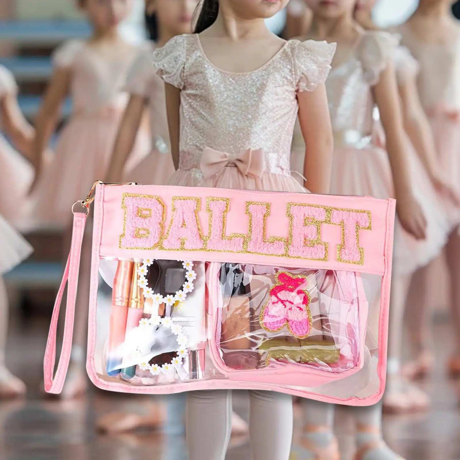 2Pcs Makeup Organizer Purse PVC Handheld Bathroom Bag for Toiletries Brushes Set