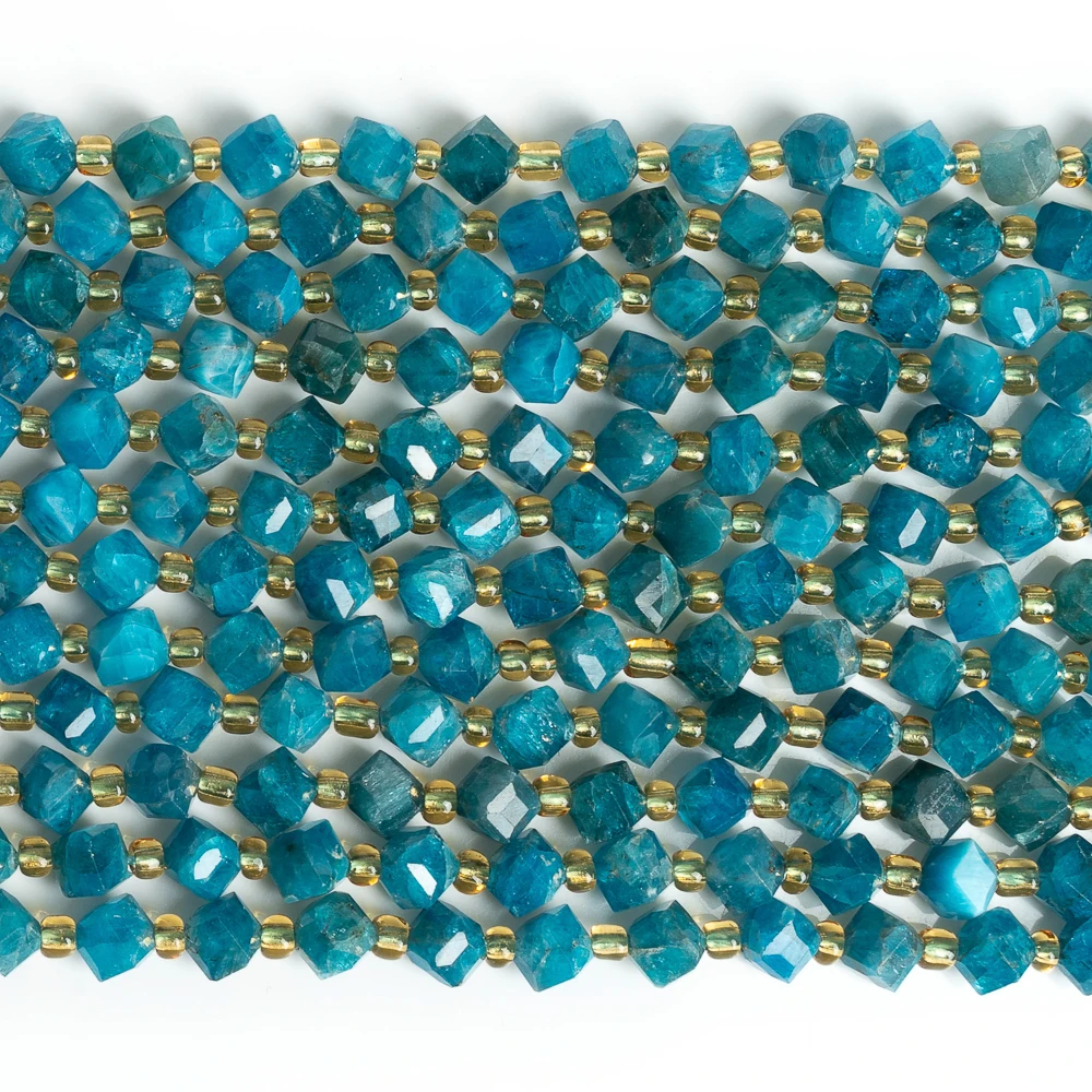 Natural Stones Beads Blue Apatite Beads Faceted Loose Semi Gemstone BeadsFor Jewelry Making DIY Necklace Bracelet 6/8MM